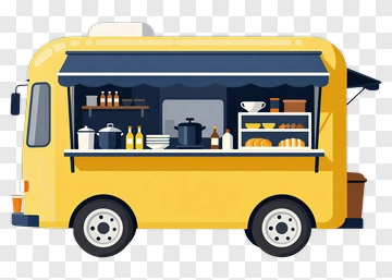 Yellow Food Truck With Open Kitchen PNG
