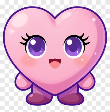 Pink Heart Character With Big Eyes PNG