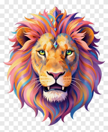 Colorful Lion Head PNG