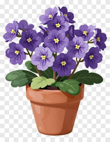 Violet Flower In Pot PNG