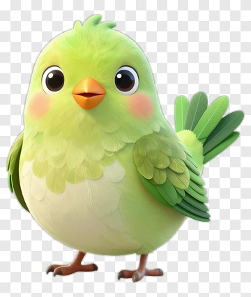 Cute Green Cartoon Bird PNG