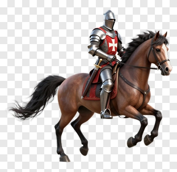 Knight On Horseback In Full Armor PNG