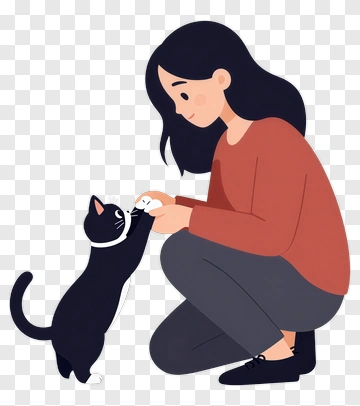 Woman Playing With Cat PNG