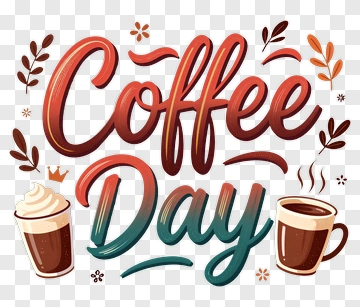 Coffee Day Handwritten Design PNG
