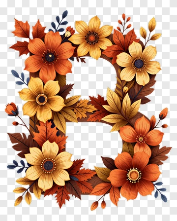 Autumn Flower Letter B PNG
