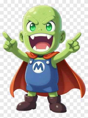 Green Monster Superhero In Mario Costume PNG