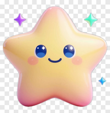 Cute Star Character With Sparkles PNG