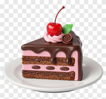 Slice Of Chocolate Cake With Cherry PNG