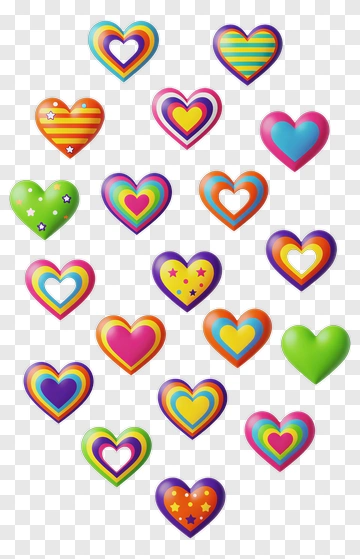 Colorful Hearts Stickers PNG