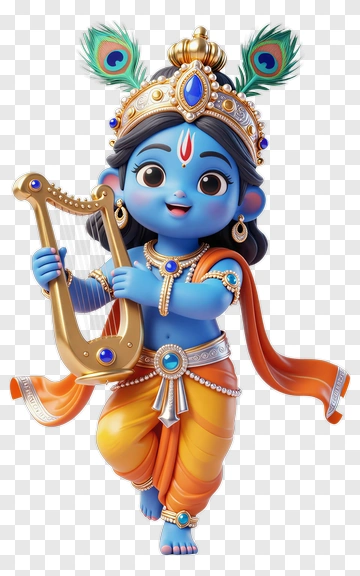 Blue Krishna Playing Harmonium PNG
