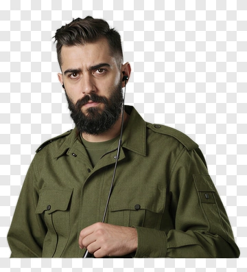 Man With Beard In Green Jacket PNG