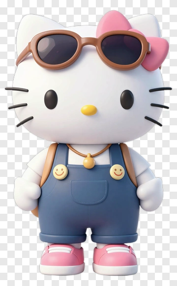 Hello Kitty Wearing Sunglasses And Overalls PNG