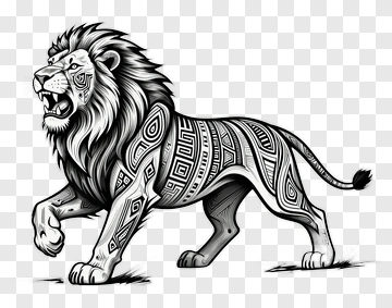 Lion With Tribal Patterns PNG