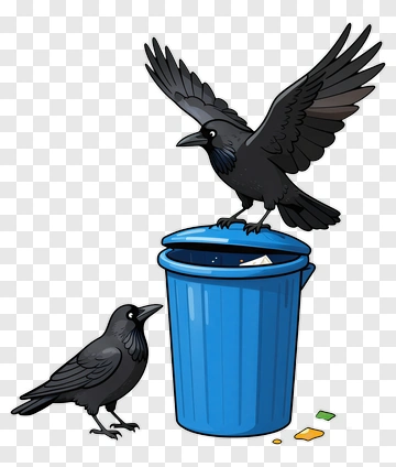 Crow On Trash Can PNG