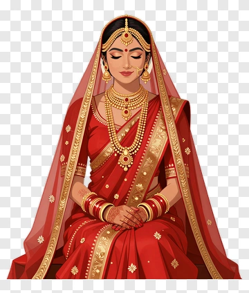 Indian Bride In Red Sari PNG