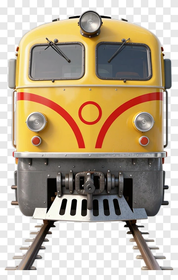 Yellow Train On Railway Track PNG