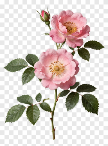 Pink Roses With Green Leaves PNG