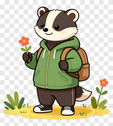 Badger Holding Flower PNG