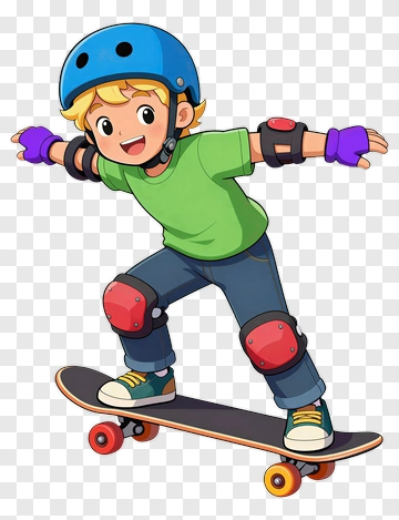Child Skateboarder With Safety Gear PNG