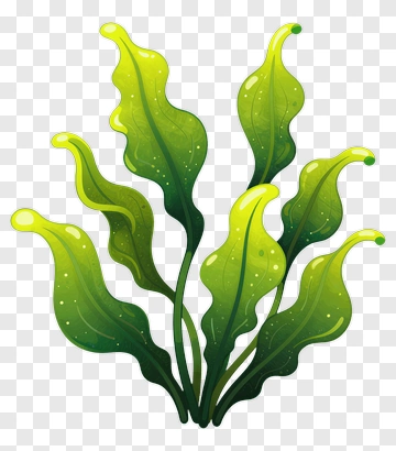 Cartoon Aquatic Plant With Green Leaves PNG