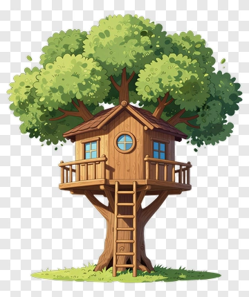 Tree House With Ladder And Balcony PNG