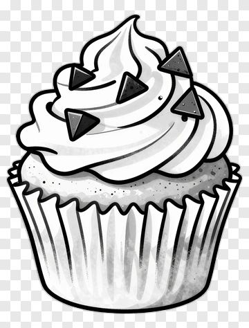Hand-drawn Cupcake With Whipped Cream And Chocolate Chips PNG