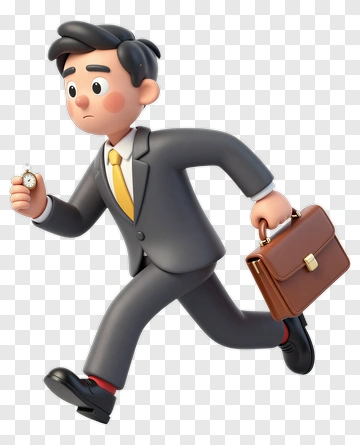 Running Businessman With Watch And Briefcase PNG