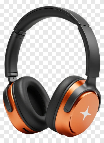 Orange And Black Over-Ear Headphones PNG