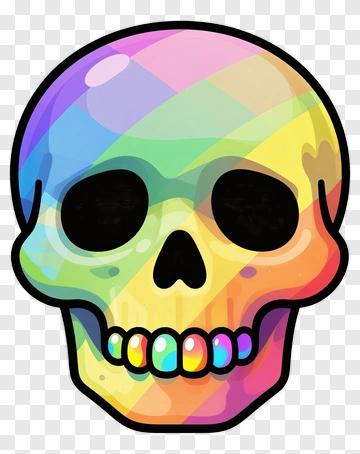 Rainbow Skull Cartoon PNG