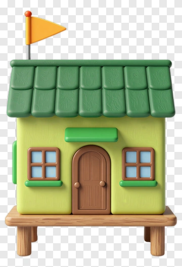Miniature Toy House With Flag PNG