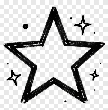 Hand Drawn Star With Sparkles PNG