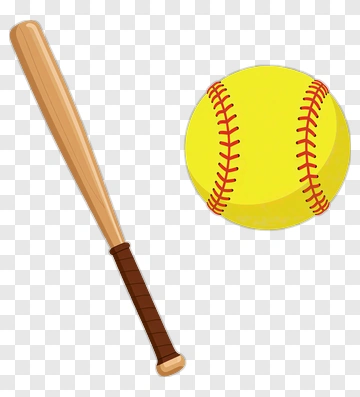 Softball Bat And Yellow Softball PNG