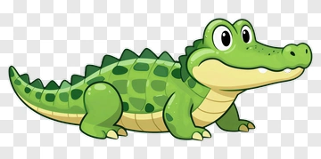 Cute Green Crocodile PNG