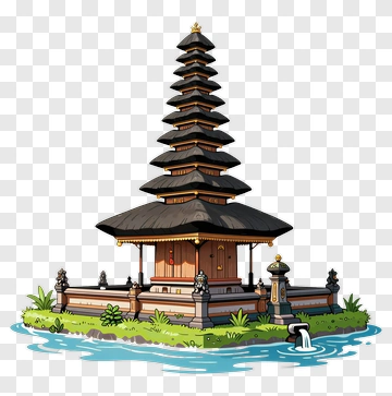 Bali Temple Surrounded By Water PNG