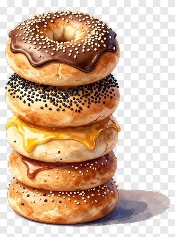 Stack Of Donuts With Chocolate And Cheese Glaze PNG