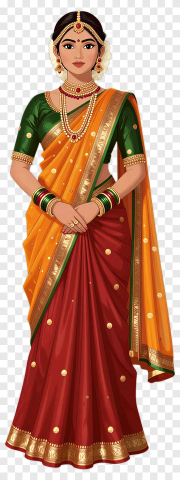 Indian Woman In Traditional Sari PNG