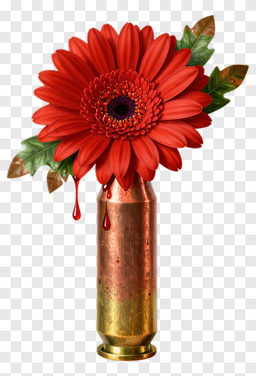 Red Gerbera In Bullet Vase PNG