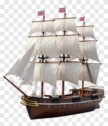Three Masted Sailing Ship Model PNG