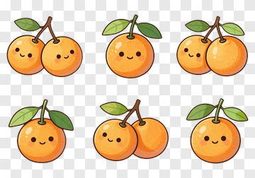Cute Cartoon Oranges With Smiling Faces PNG