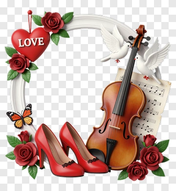 Heart Violin High Heels Dove Rose Butterfly PNG