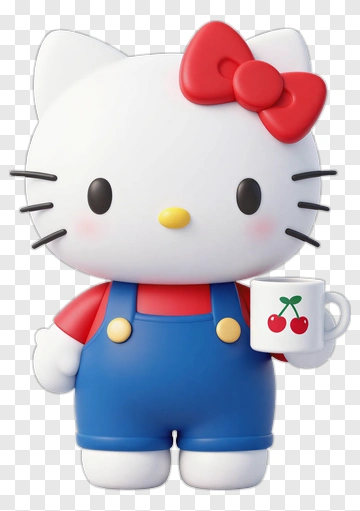 Hello Kitty Holding Cherry Cup PNG