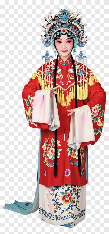 Peking Opera Performer In Red Costume PNG