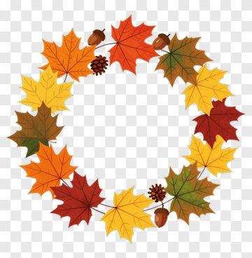 Autumn Leaves And Acorns Wreath PNG