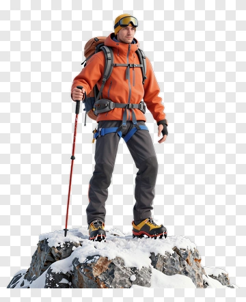 Mountain Climber On Rocky Peak PNG
