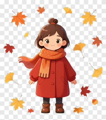 Child In Autumn Outfit PNG