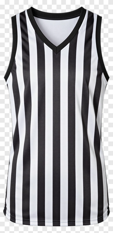 Black And White Striped Referee Jersey PNG