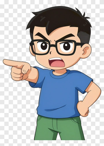 Cartoon Boy Pointing Angry PNG