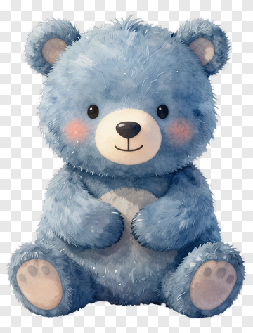 Cute Blue Watercolor Bear PNG