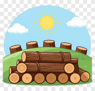 Stack Of Wooden Logs And Tree Stumps PNG