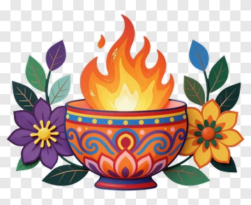Candle With Flame And Flowers PNG